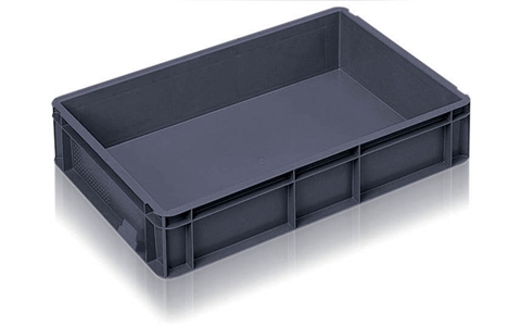 Euro Stacking Container without Lid - 21 litre Solid - Grey - Overall Size H120mm x W400mm x D600mm