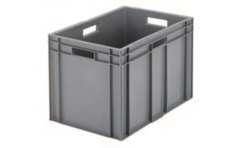 Euro Stacking Container without Lid - 12 litre Solid - Grey - H75mm x W400mm x D600mm