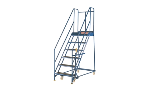 5 Tread Mobile Warehouse Safety Steps with Handlock - Platform Width 610mm - Expamet Treads  - Overall Size  H2105mm x W760mm x D1260mm