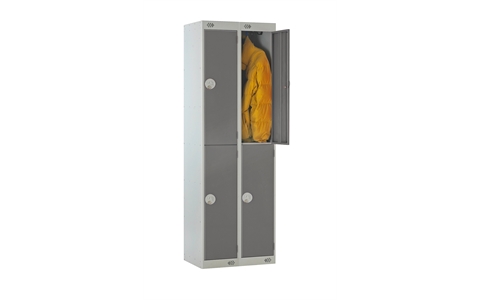 Nest of 2 - 2 Door Standard Locker 1800h x 300w x 300d mm - CAM Lock - Door Colour Dark Grey