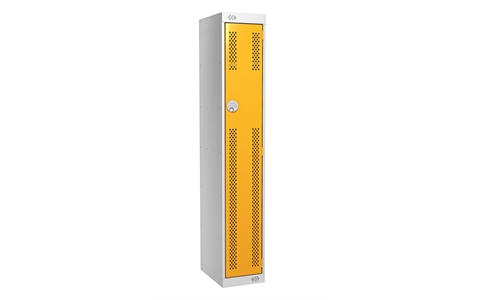 1 Door Perforated Locker - 1800h x 300w x 450d mm - CAM Lock - Door Colour Yellow
