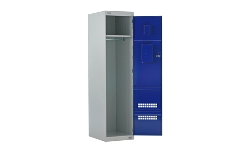 Police Locker with Airwaves & CS Canister Holder - 1800h x 450w x 600d mm - CAM Lock - Door Colour - Blue