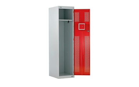 Police Locker with Lockable Cube- 1800h x 450w x 600d mm - CAM Lock - Door Colour Red