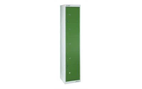 5 Door Garment Dispenser - Door Colour  Green - 1778h x 381w x 457d mm - CAM Lock