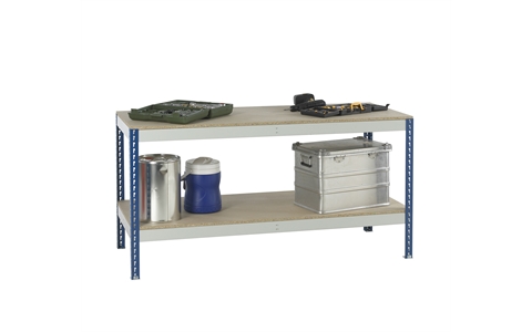 Stockrax Workbench with full lower shelf - H928mm x W1800mm x D750mm - Chipboard Deck - Blue