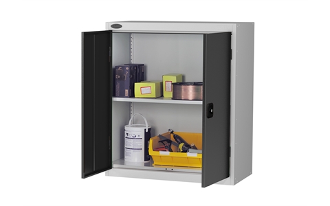 Low cupboard - C/W 1 No. shelf - Silver Grey Body/Black Doors - H1015mm x W915 x D460