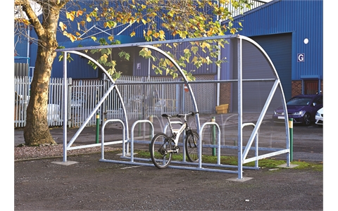 Dudley Cycle Shelter - H2230mm x W2000mm x D2150mm - Powder Coated Light Grey - without Perspex end panels